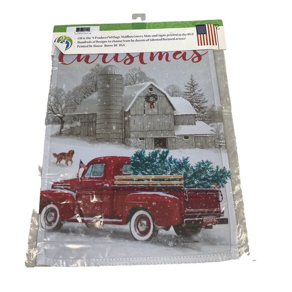 Farmhouse Christmas Garden Flag Holiday Party Banner Farm Truck Winter Decor New - Picture 4 of 5